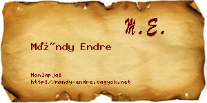 Mándy Endre névjegykártya